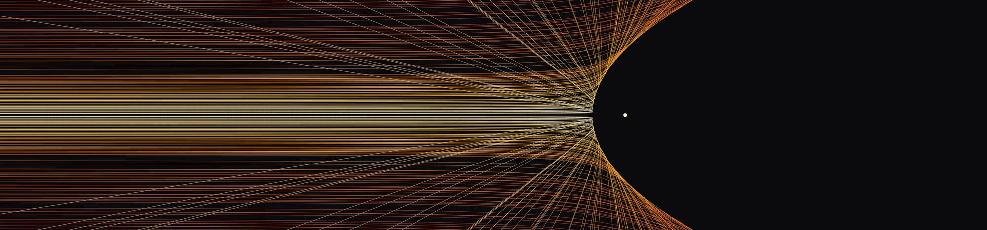 Alpha-particle paths around a nucleus, computed from Coulomb&rsquo;s law