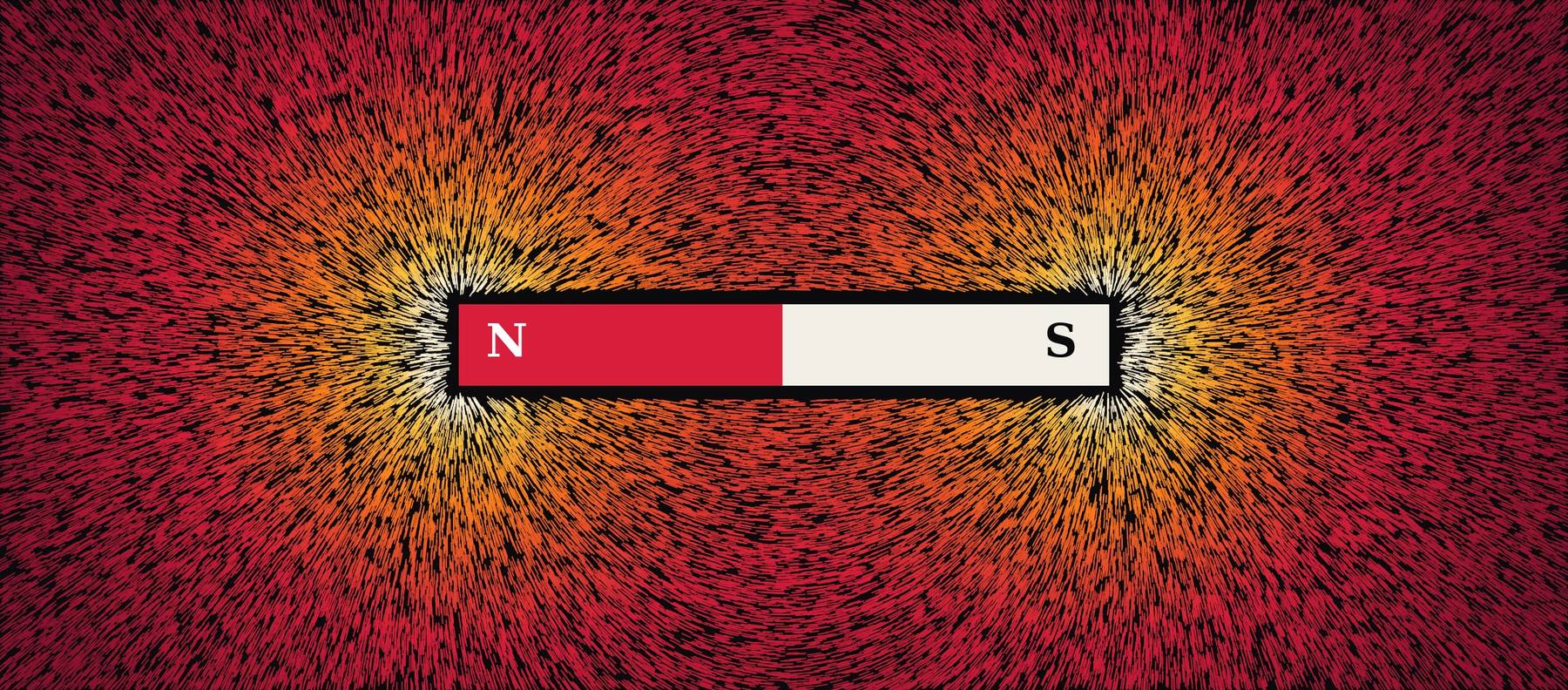 Iron filings around a bar magnet, computed from the magnetic field