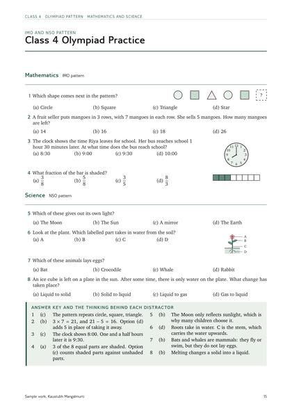 Book page: Olympiad practice, Class 4, IMO and NSO
