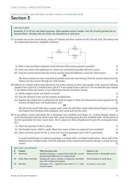 Book page: Question paper, Class 10 Science